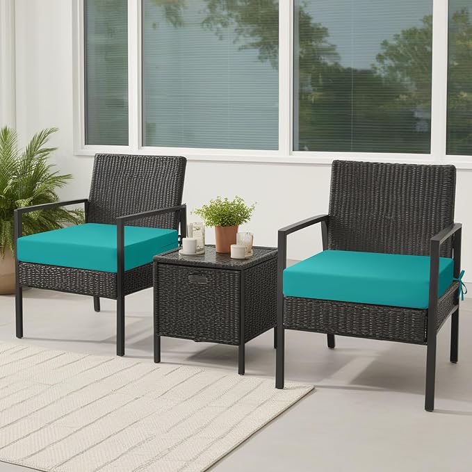 idee-home Outdoor Chair Cushions for Patio Furniture, Outdoor Seat Cushion | Waterproof Hampton Bay Deep Seat Replacement Couch Chair Cushions for Garden Backyard Deck Blue 24 x 26