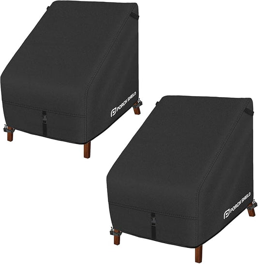 Porch Shield Patio Chair Covers - Waterproof Outdoor Lounge Deep Seat Adirondack Chair Cover 2 Pack - 35W x 38D x 34H inch, Black