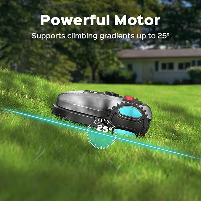 2026 New Robot Lawn Mower with App Control – Features Adjustable Cutting Height, Auto-Charging, Obstacle Detection and Brushless Motor for Lawns Up to 1/8 Acre, Dark Gray