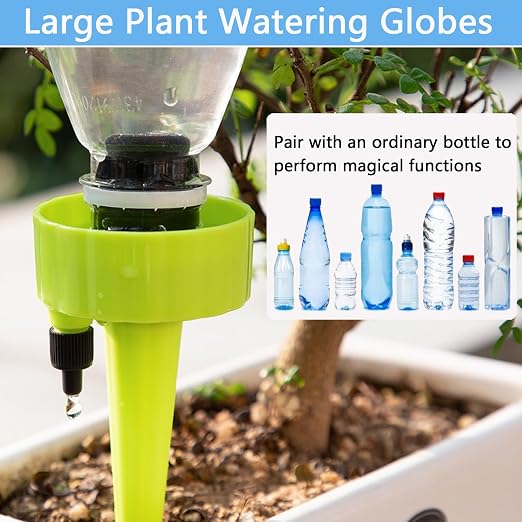 12 Pack Self Watering Spikes for Indoor/Outdoor Plants, Self Watering Planter Insert with Adjustable Drip Valve,Auto Vacation Plant Watering Devices,Plants Water System,Self-Watering Stakes