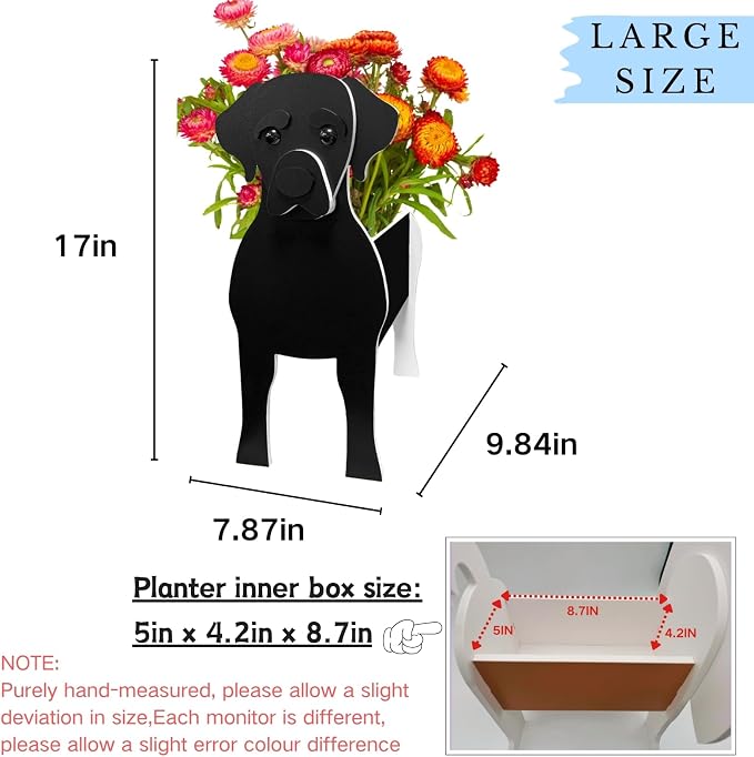 Black Labrador Dog Planter Plant Pots,Cute Large Dog Flower Planter,Gifts for Pet Lovers,Unique Animal Plant Pots,Office,Indoor Outdoor Garden Decor(9.84 * 7.87 * 17in)