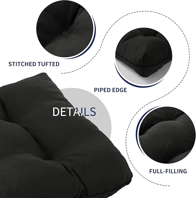 IPYNBAP Outdoor Bench Cushion, 48x18x5 Inch, Waterproof Bench Cushion for Outdoor/Indoor Furniture, Tufted Patio Bench Seat Cushion, Fade Resistant Outdoor Cushions for Porch Swing Couch, Black