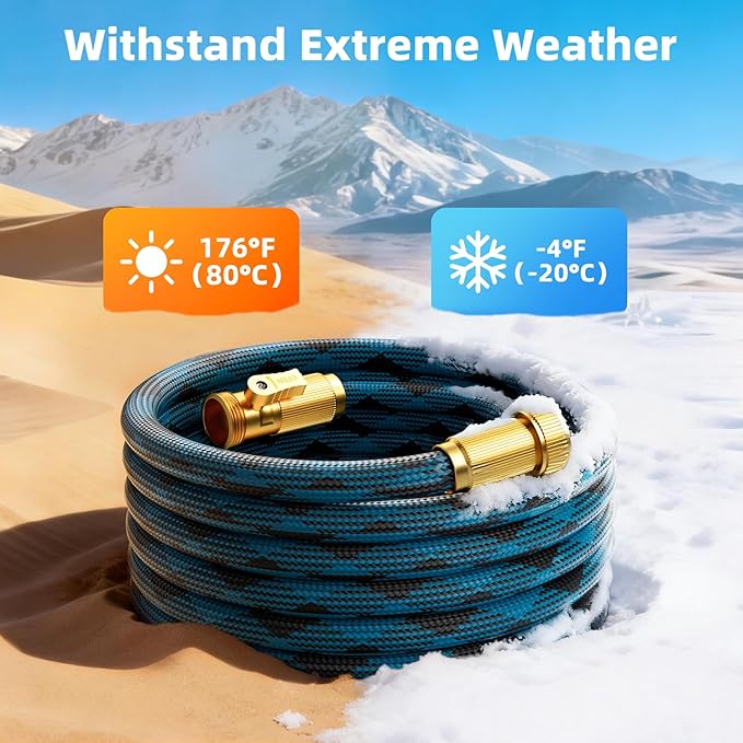 Garden Hose, Non-Expandable Water Hose 125 ft, Flexible, Kink & Leak Proof Water Pipe with 10-Function Spray Nozzle, Lightweight Outdoor Hose for Yard, Lawn, Car Wash, RV and Home Use