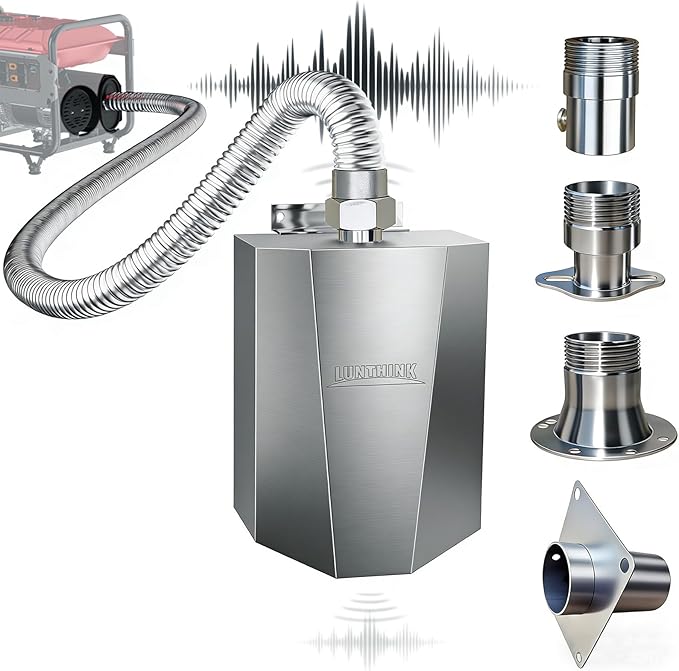 Stainless Steel Generator Exhaust Extension Kit – Anti-Falling Threaded Design, Noise Reduction, Easy Install, Compatible with Most Portable Generators