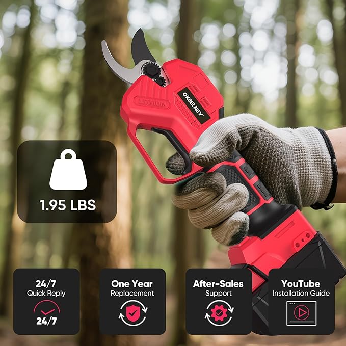 Electric Pruning Shears for Milwaukee M18 Battery, Brushless Cordless Branch Cutter Pruner with 1.4 inch Cut Capacity for Tree trimming, Shrubs, Gardening - 1 YEAR REPLACEMENT WARRANTY