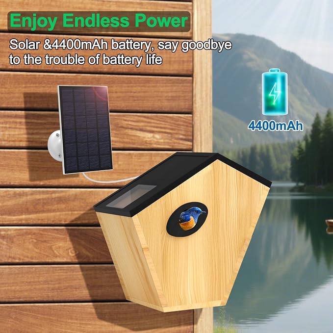 Smart Bird House with 5MP HD Camera, Solar-Powered & Night Vision - IP66 Weatherproof, App-Controlled Bird Watching for Bird Enthusiasts