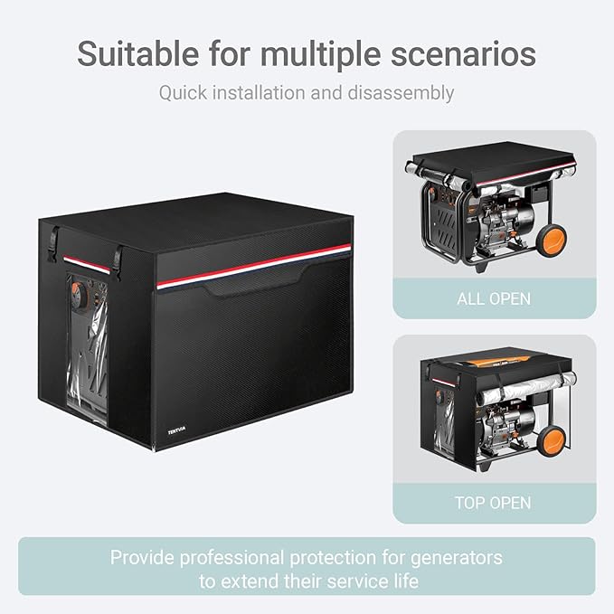 Generator Covers While Running, 600D+210D Oxford Fabric Double Layer, 28x26x24 Inches, Fits 3000-9500W Model, Black