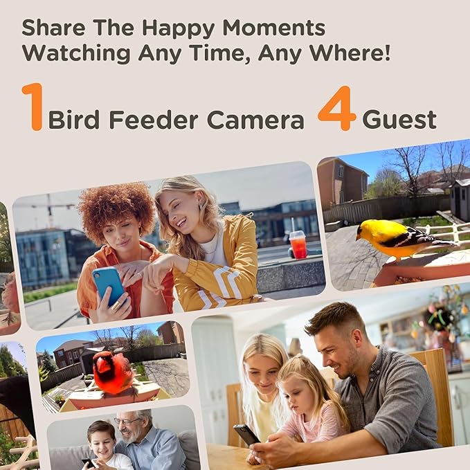Bird Feeder with Camera Solar Powered, Smart Birds Feeder for Outside, AI Bird Identification Auto Capture Videos Pictures, 2K Live Feed Cam for Backyard, Ideal Gift for Birds Lover (Brown)