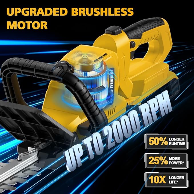 Electric Hedge Trimmer Cordless Compatible with DEWALT 20V MAX Battery, 20-Inch Cordless Hedge Trimmer, Brushless Bush Trimmer, 2/3'' Cutting Capacity, Lightweight & Rotatable Handle(No Battery)