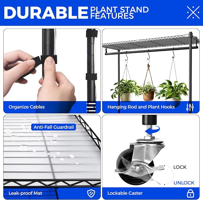 Barrina CX3 Plant Stand with Grow Light, 4-Tier, 3FT 5000K, 108W Full Spectrum Indoor DIY Plant Shelf with Lights, Flower Pot Display Rack, Greenhouse, Wheel, Mechanical Timer, 35.4"x13.8"x70.9"