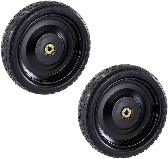 Gorilla Carts 4-Pack 13 Inch Replacement Tires, 2.16” Hub, 5/8” Bore, 300 Lb Capacity Each - No-Flat Wheels for Lawn & Garden Utility Cart, Wagon, Hand Truck, Air Compressor, Pressure Washer and More