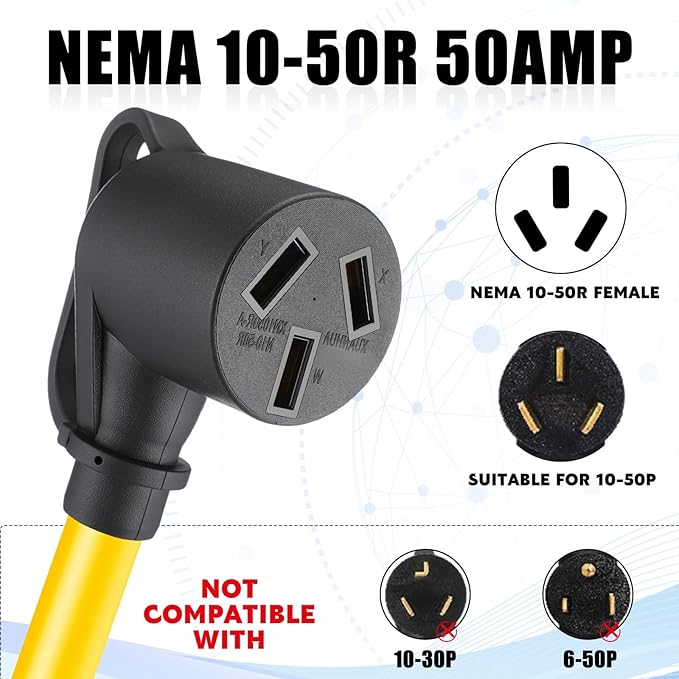 Tellegloww Generator to Dryer Adapter Cord Compatible with NEMA L14-30P to 10-50R 30Amp 4 Prong Locking Male to 3 Prong Female Adapter Generator Dryer Power Cord, 10 AWG STW, 1FT, ETL Listed