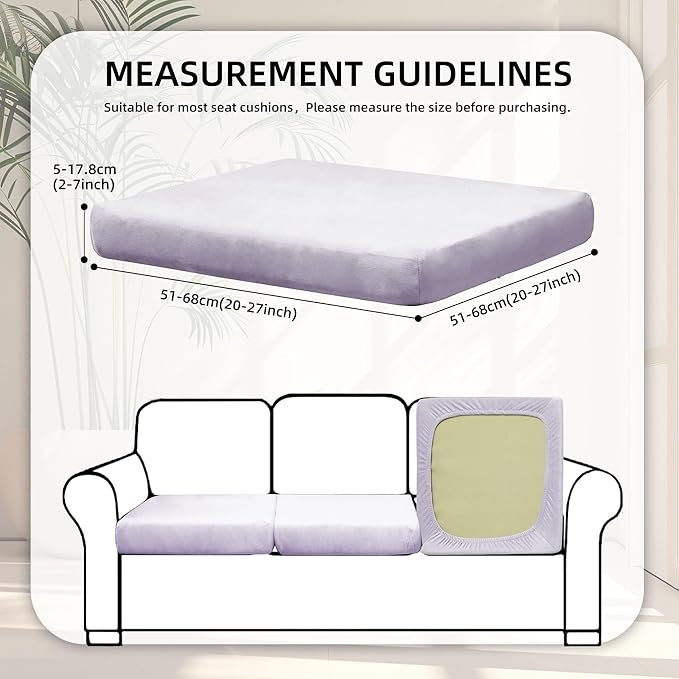 BIETYONE 8Pcs Stretch Velvet Patio Cushion Cover,Fluffy,for Fall Outdoor Couch Cushion Cover Replacement,Washable Indoor Outdoor Cushion Slipcovers(Smoke Gray,Cover Only)