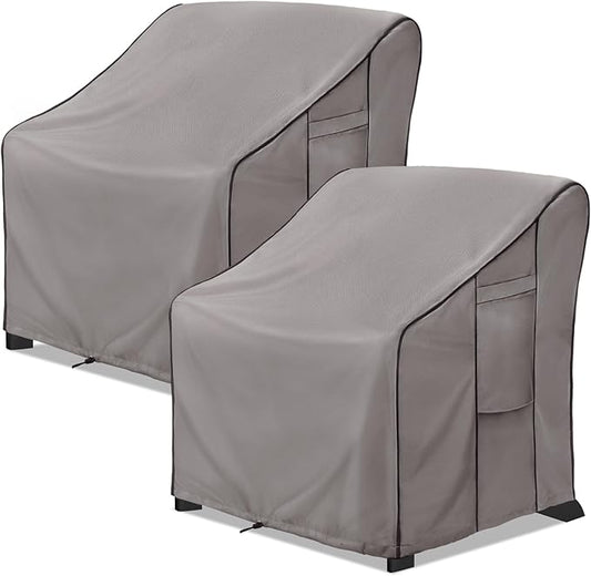 KylinLucky Outdoor Patio chair Covers 2 Pack，Fits 33 x 35 x 38.5 inch，32 x 34，31 x 33, Heavy Duty 600D waterproof Weatherproof，Outdoor Club Chair covers for Patio Furniture，Cloudy Grey