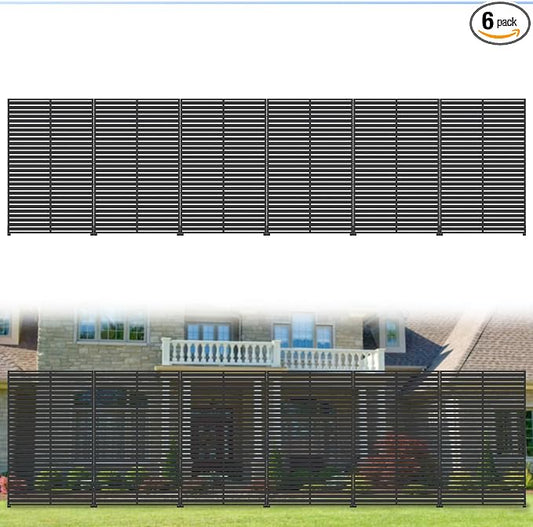 Privacy Fence Screen with Stand 6 Panel 72" H×47" W HDPE Decorative Privacy Panels with Stand, Air Conditioner Fence Panels, Privacy Screen for Outdoor Backyard, Balcony, Pool