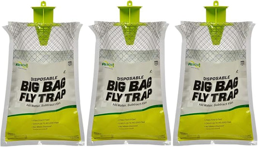 RESCUE! Big Bag Fly Trap – Disposable, Outdoor Use - 3 Traps