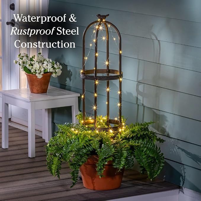 Evergreen 7 ft Garden Trellis for Climbing Plants Outdoor Metal Garden Obelisk, Indoor Plant Trellis for Potted Plants & Heavy Vines Support, Antique Copper