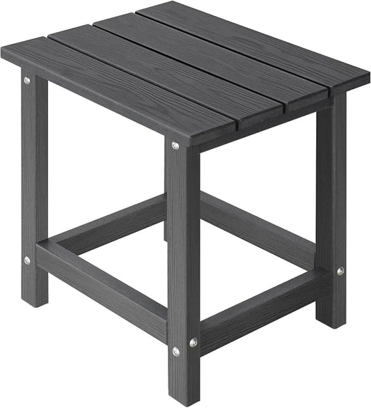 LZRS HDPE Adirondack Side Table - Small Outdoor Table for Patio, Deck, Garden & Poolside,Eco-Friendly,Sturdy and Easy Assemble, Grey