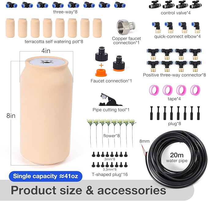 8pcs Olla Watering System for Your Garden 4x4x8in Irrigation System 41oz Self Watering Stakes Insert Automatic Watering Devices Self Watering Spikes Indoor Outdoor Ollas Pot