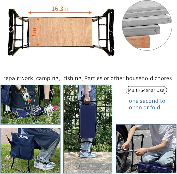 Garden Kneeler and Seat Heavy Duty Gardening Bench Extra Wide,Gardening Stools and Seats for Seniors,Garden Bench for Kneeling and Sitting,Foldable Kneeling Bench