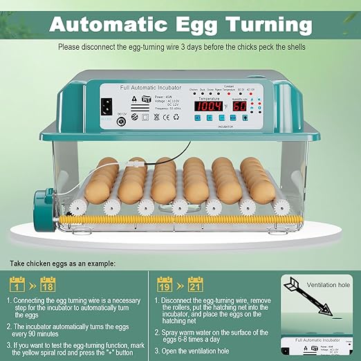 CoInceptus 36 Eggs Incubators for Hatching Eggs,Egg Incubator with 4 Automatic Incubate Mode,Chicken Incubator with Automatic Egg Turning Humidity Monitoring,Poultry Egg Incubator with Egg Candle