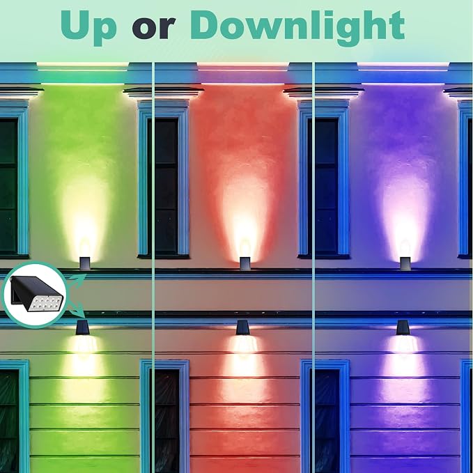 Solar Outdoor Lights, Ideal Father's Day Mother's Day & 4th of July Decor Gift, RGBW Color Changing Dusk to Dawn Waterproof Solar Fence Lights, 90° Adjust Garden Lights for Patio Yard, 4-Pack