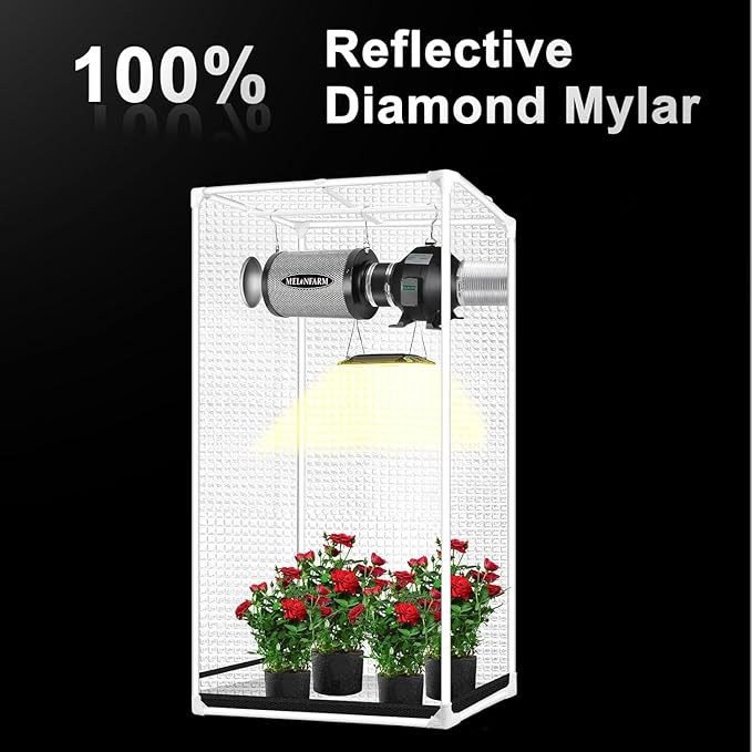 MELONFARM 2x2 Grow Tent, 24"x24"x63" Double Transparent Viewing Door Indoor Grow Tent, Growing Tent with High Reflective Mylar & Floor Tray, Plant Tent for Indoor Hydroponics Growing