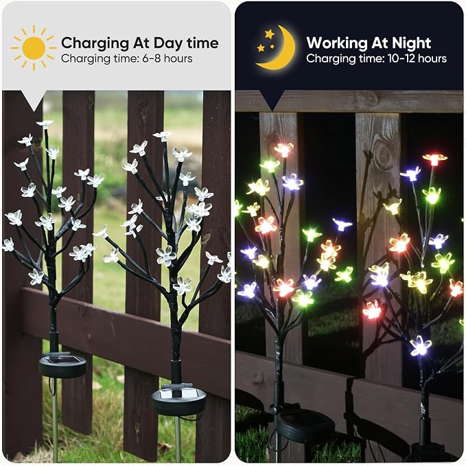 Solar Garden Lights Garden Decor, Solar Flowers Outdoor Decorative,2Pack 40LED Fairy Solar Lights Outdoor Waterproof Outside Yard,Patio,Pathway Decorations,Gardening Gifts for Women Mom