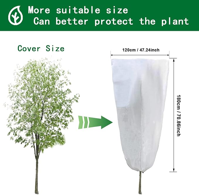 Large Size 6 Packs Plant Covers Freeze Protection 47 x 71 Inch, Upgraded Tree Frost Cloth for winter, 2.8oz/yd² Frost Blankets for Outdoor Plants, Reusable Tree Protectors Covers for Christmas