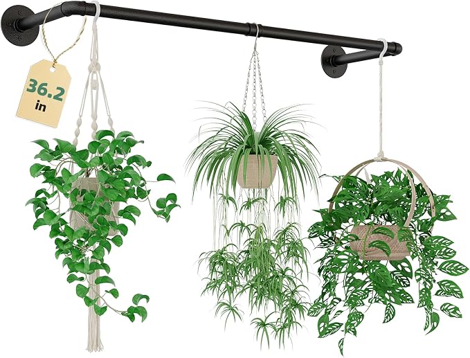 Galood Plant Hanger Indoor Hanging Planters for Indoor Plants Hanging Plant Holder Black Metal Rod(Pot/Chain/Plant not Included