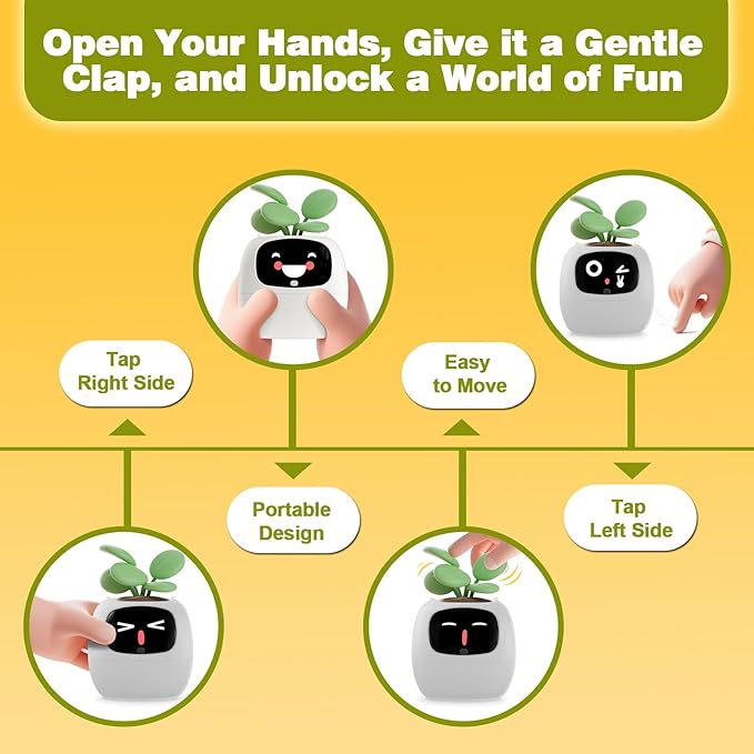 Smart Planter with App Control, Self-Watering AI Plant Pot with LCD Display, Interactive Desk Plant Companion for 100+ Plants, Smart Indoor Planter with Pomodoro Timer,80ml Reservoir,Calendar-White