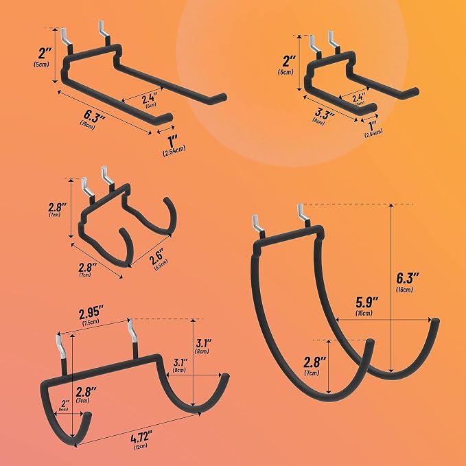 HUHOLE Peg Board Tool Utility Hooks 10 Pack + Metal Black Pegboard 4PC 32" X 32"