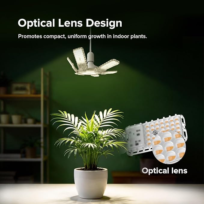 SANSI Grow Lights for Indoor Plants, 198 LEDs Plant Growing Lamp with Timer, 60W 4700LM 4000K Plant Light with Full Spectrum High PPFD, Height Adjustable Wings, 16.4FT Power Cord for Tall Large Plants