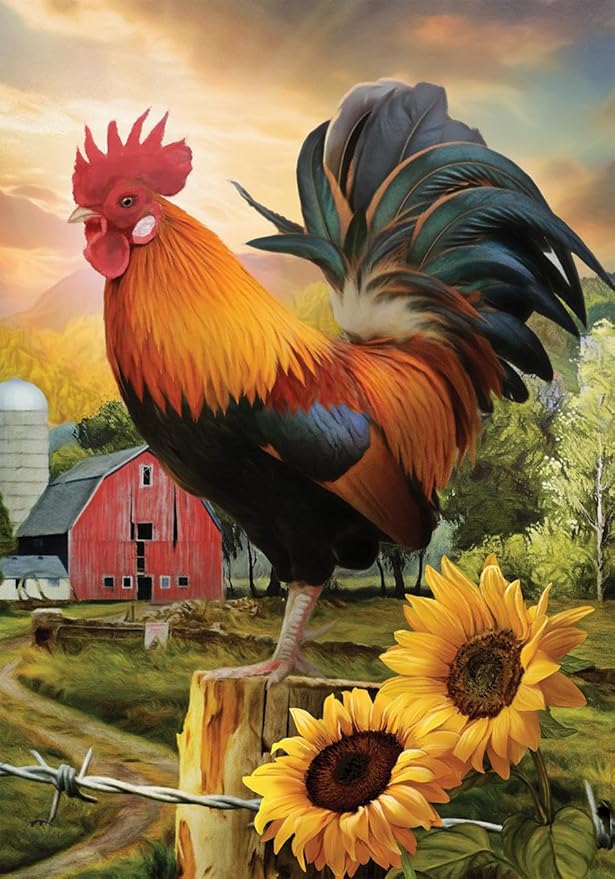 Fancy Rooster Summer House Flag Dawn Farm Barn 28" x 40" Briarwood Lane