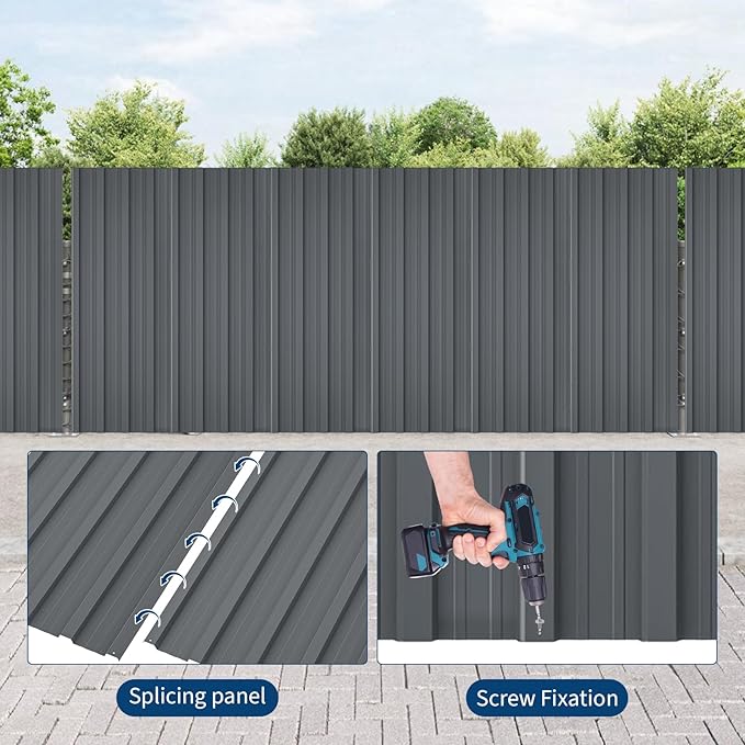 GarveeLife 20Pcs Metal Roofing Panels for Carport, Heavy Duty Metal Carport Kits, Galvanized Steel Corrugated Panels, for Patio Outdoor Garden, 42.52 in x 16.77 in