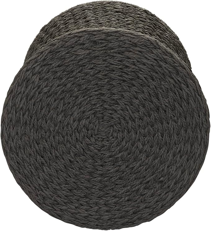 Household Essentials Handwoven Paper Rope Stool with Hourglass Shape, Gray