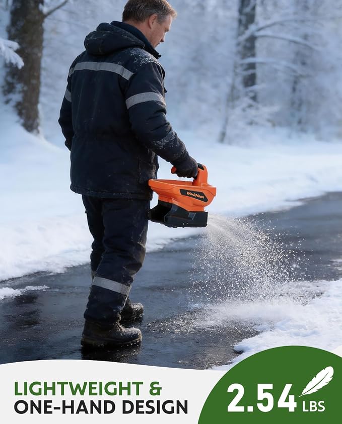 Battery Powered Seed Spreader, Handheld Power Spreader for Lawns, Rechargeable 7.2V Grass Spreader with 8-Level Settings and 3.3L Large Capacity for Snow, Rock Salt, Lawn, Garden