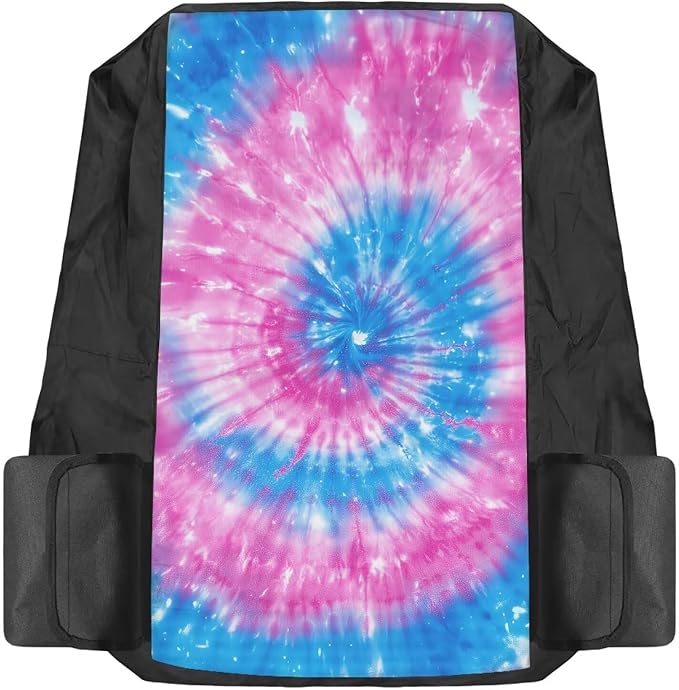 Tie Dye Tractor Seat Cover with Drink Pouch Waterproof Lawn Mower Seat Cover Protector with Side Pockets Compatible with Craftsman Cub Cadet Kubota