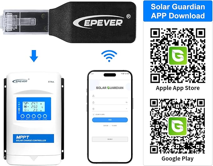 EPEVER WiFi Adapter Accessorry for MPPT Solar Charge Controller APP Remote Monitor (EPEVER-WiFi-2.4G-RJ45-D)