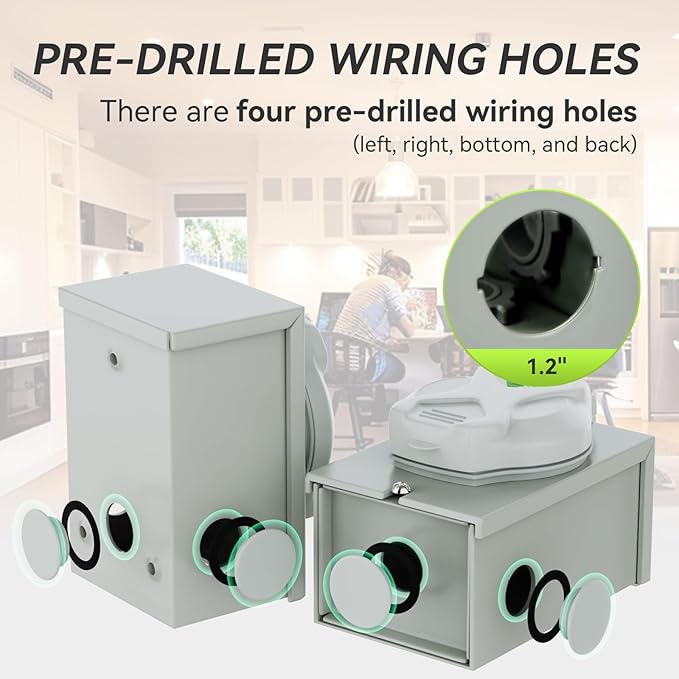 Pre-Drilling 50 Amp Generator Inlet Box RVMATE, NEMA SS2-50P Power Inlet Box, 125/250V, 6250/12500W 50a Power Inlet Box, ETL Listed, Waterproof for Outdoor Use