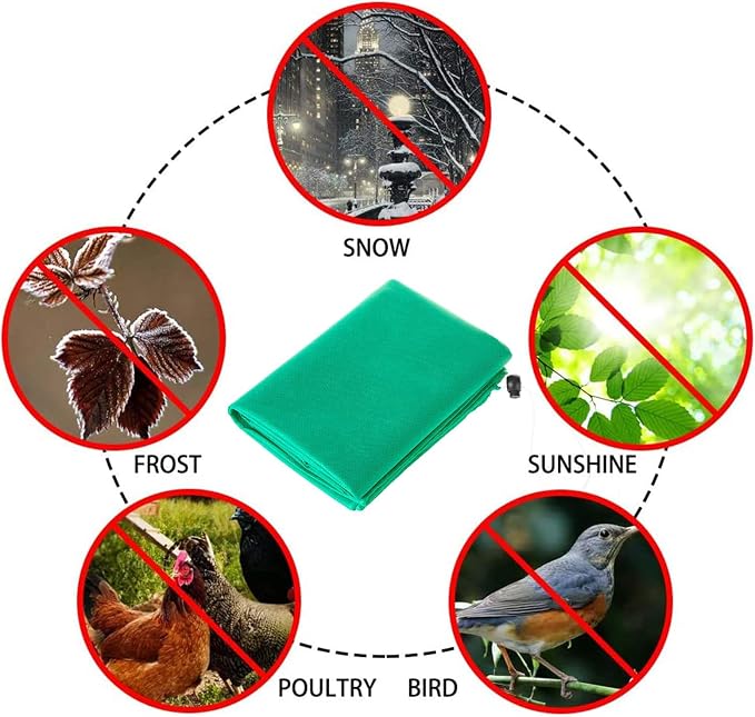 Homimp Plant Covers Freeze Protection, 2 Pack Frost Covers with Zipper Drawstring (71" x 47.3") Plant Protection Cover Bags for Outdoor Winter Frost Cold Weather Shrubs Trees Jacket Covers(Green)
