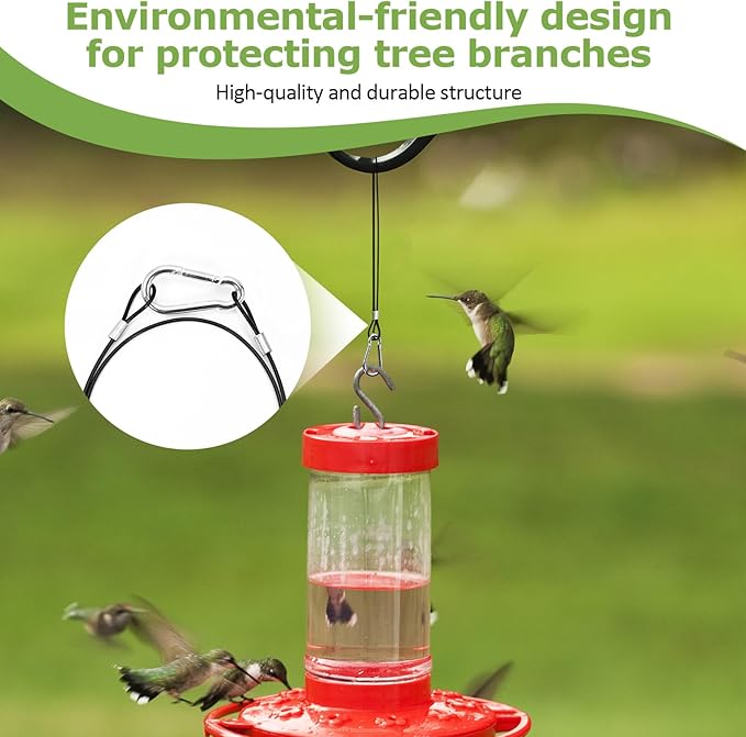 6 Pcs 23in Wire for Bird Feeder Hook Heavy Duty Hanging Steel Cable for Bird Feeders, Patio, Lawn for Garden, Backyard Birding for Wildlife Feeder Accessories