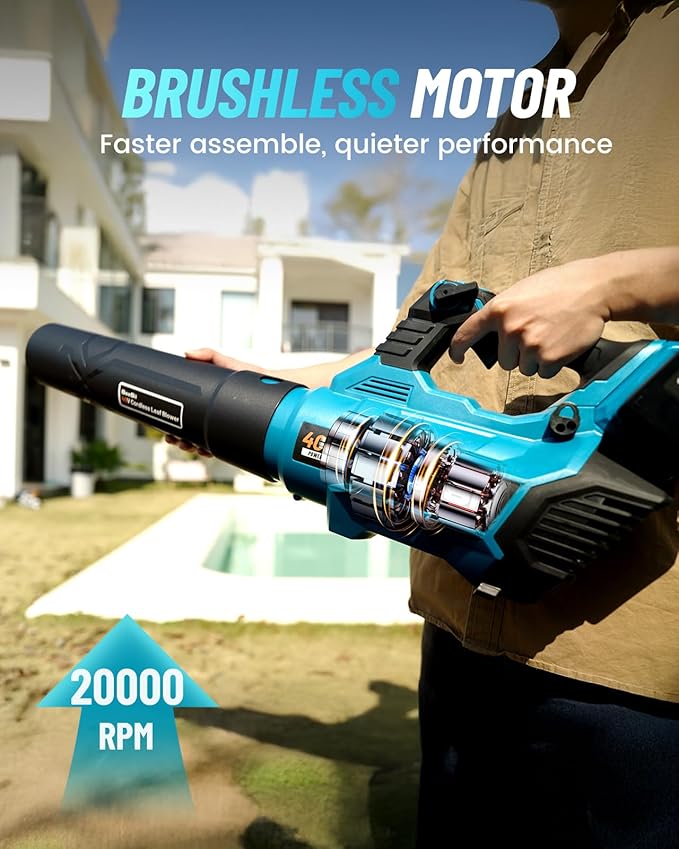 SEESII 40V Leaf Blower Cordless with 2 x 5200mAh Batteries and 2 Chargers, 680CFM 210MPH Electric Leaf Blower with Variable Speed Control, Handheld Battery Blower for Lawn Care, Dust and Debris
