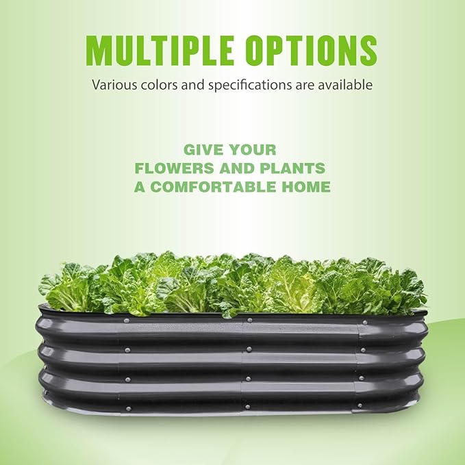 GrowHaus 4x2x1ft Galvanized Raised Garden Bed, Planter Boxes Outdoor Metal Garden Beds for Planting Vegetables Flowers Herbs Dark Gray 2 Pack