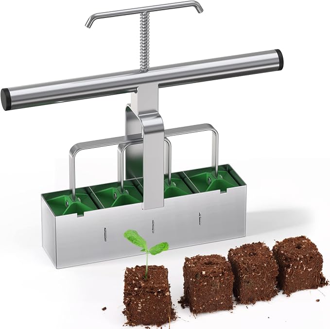 SOLIGT Extra Thick Heavy Duty 10 Pack Seed Starting Trays with Soil Blocker - Microgreens Growing Trays Seedling Plant Germination Starter Tray Transplant Fodder Flats, No Holes, No Leakage