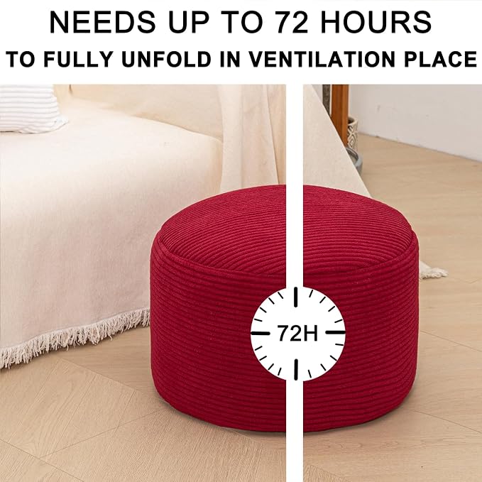 Poofieotto Ottoman Foot Rest Home Decor Bedroom Decor Ideal for Living Room Comfortable Floor Pouf Ottoman Foot Rest for Armchair Bean Bag Floor Cushion Footstool 12x20 Inch Wine Red Pouf with Filler