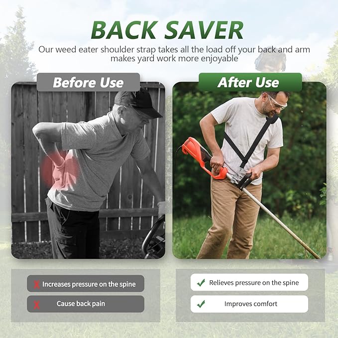 Weed Eater Shoulder Strap, String Trimmer Strap Compatible with EGO Stihl Ryobi Dewalt Milwaukee Kobalt Echo Husqvarna Toro Troy Bilt Greenworks String Trimmer, Leaf Blower, Multi Head System