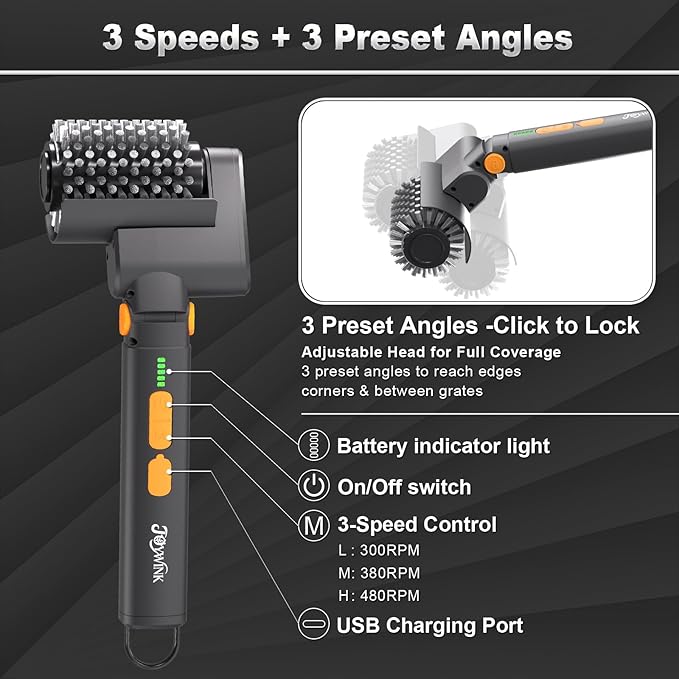 Upgraded Electric Grill Brush - Extreme 50kg Torque Power Grill Brush, 7.4V Motor, Safe for All Grills, SUS304 Anti-Shedding Bristle, with Heat Resistant Mat & Polishing Pad