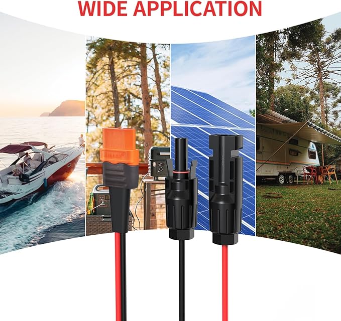 ELFCULB 10AWG 10FT Solar to XT60i Cable 2 10 25 35 50 75 100FT Solar Connector to XT60i Adapter Cable for Portable Power Station (10FT)