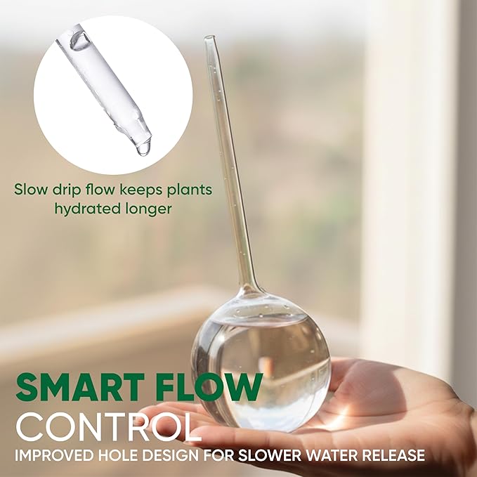Clear Plant Watering Globes Set of 4 - Small Self Watering Globes for Indoor & Outdoor Plants - Automatic Glass Watering Bulbs for Daily Use, Plant Watering Devices